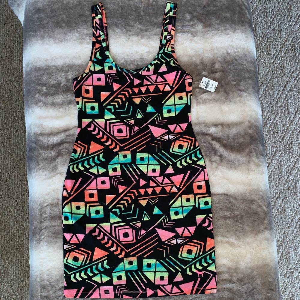 PINK Victoria's Secret Geometric Mini Dress - Black, Pink, Green, Orange